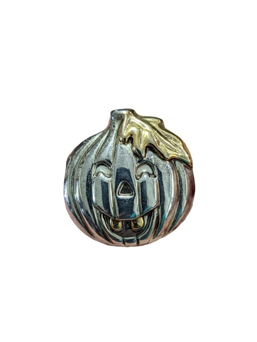 Vintage Gold Tone Pierced Pumpkin Jack-O-Lantern Earring Single